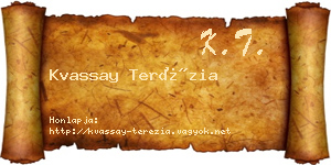 Kvassay Terézia névjegykártya